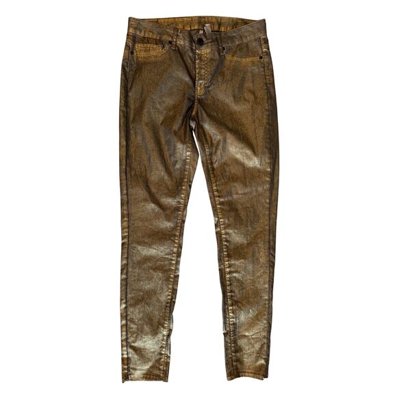 MNG by Mango Metallic Coated High Waist Jeans, Women's Size 10 - Picture 1 of 9